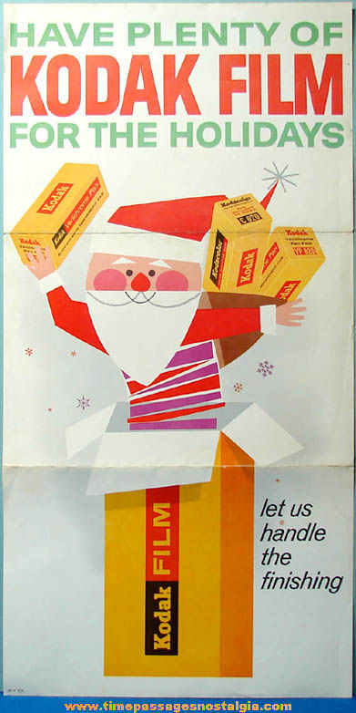 Old Kodak Film Advertising Christmas Holiday Store Poster