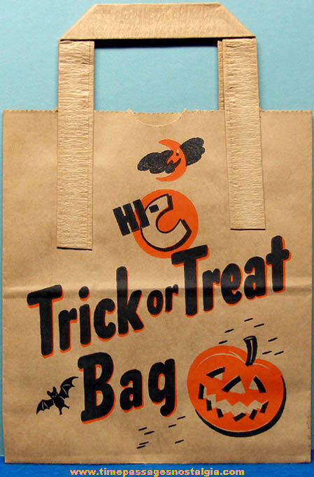 Old Unused Paper Hi-C Drink Advertising Premium Halloween Trick or Treat Candy Bag