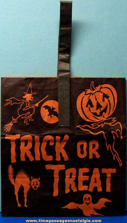 Old Unused Paper Halloween Trick or Treat Candy Bag