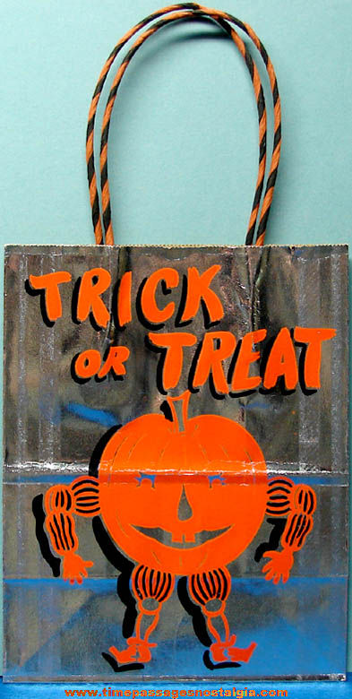 Old Unused Foil Paper Halloween Trick or Treat Candy Bag