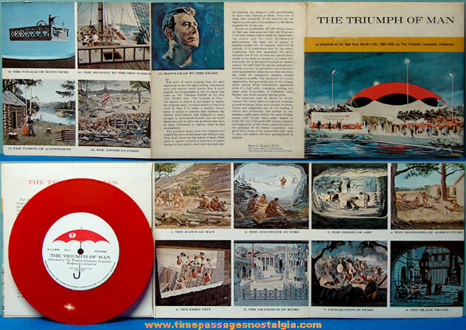 1964 - 1965 New York World’s Fair Triumph of Man Record & Cover Exhibit Souvenir