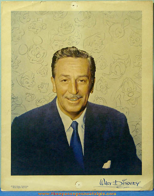 Old Walt Disney Disneyland Souvenir Portrait Picture