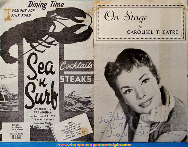 1962 Gale Storm Autographed Carousel Theatre Program