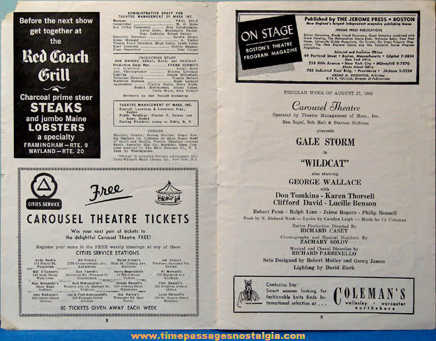 1962 Gale Storm Autographed Carousel Theatre Program