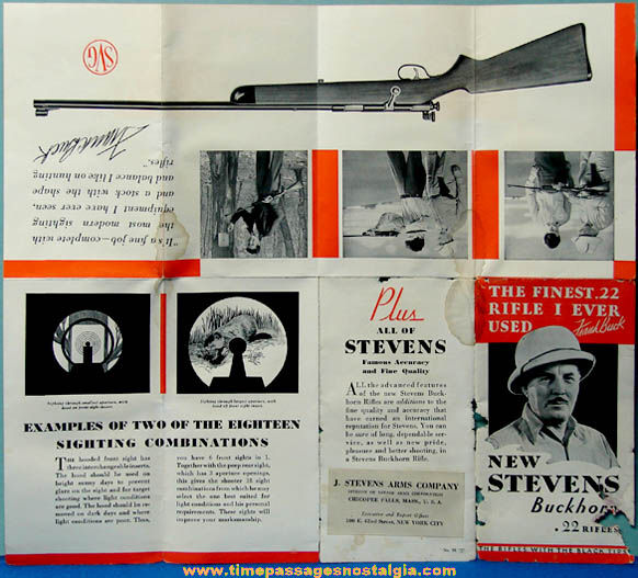 Old Stevens Rifle Advertising Brochure With Frank Buck