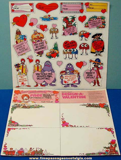 Colorful Unused ©1979 McDonald’s Restaurant Design A Valentine Card Kit