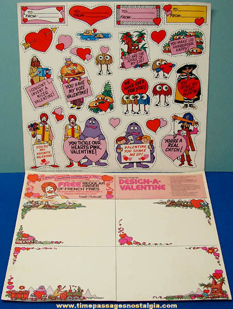 Colorful Unused 1979 McDonald’s Restaurant Design A Valentine Card Kit