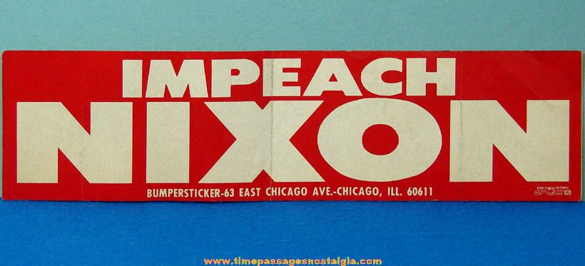 Unused 1970s Impeach Nixon Bumper Sticker