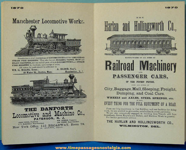 1960 Locomotive Advertising in America 1850 - 1900 Book