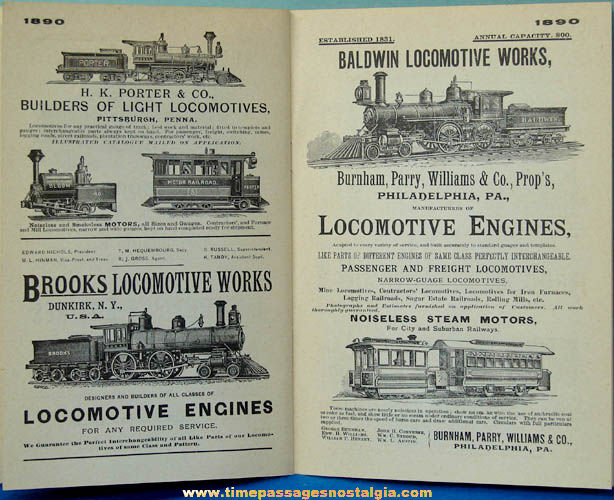 1960 Locomotive Advertising in America 1850 - 1900 Book