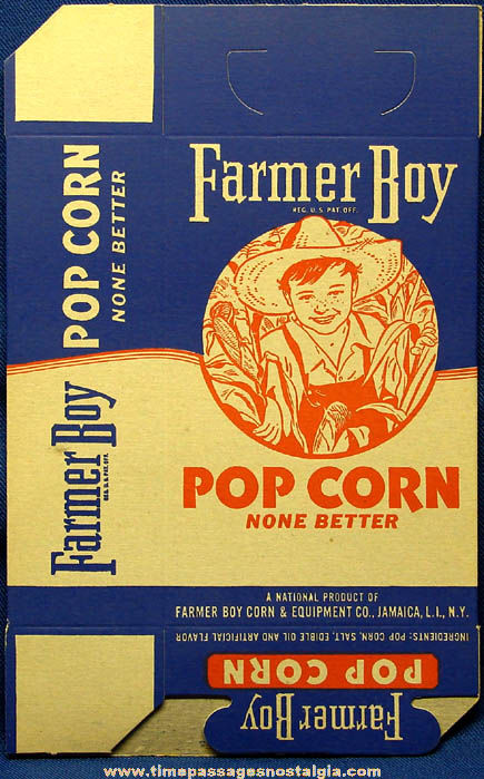 Old Unused Farmer Boy Pop Corn Advertising Box