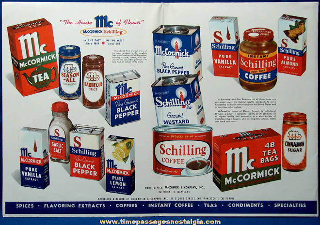 Colorful ©1960 McCormick Spice Advertising Premium World Map