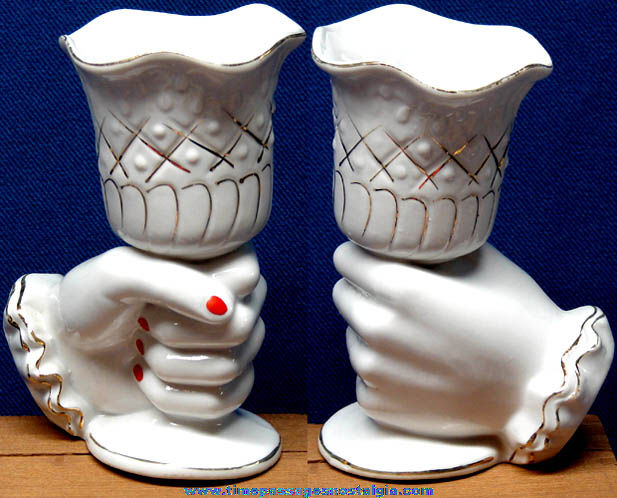 Old Porcelain Ladies Hand With Goblet Figurine