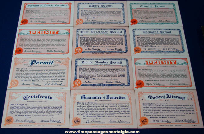 (12) Unused 1941 License To Do Anything Exhibit Supply Arcade Cards