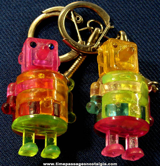 (2) Colorful Old Toy Robot Puzzle Key Chains
