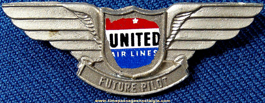 Old Children’s Metal United Airlines Advertising Future Pilot Wings Pin