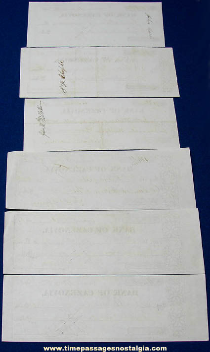 (6) Historic 1862 - 1863 Cazenovia New York Bank Checks