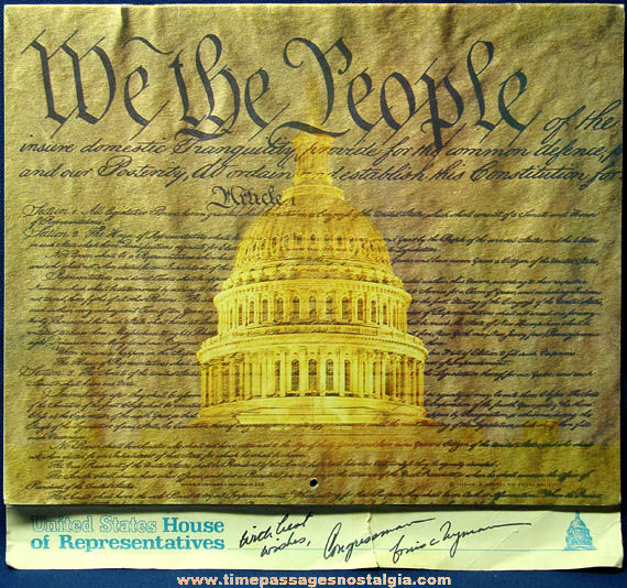 Congressman Louis Wyman Autographed 1974 U.S. House of Representatives Calendar