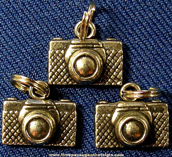(3) Unused Matching 35mm Film Camera Metal Charm Bracelet Charms