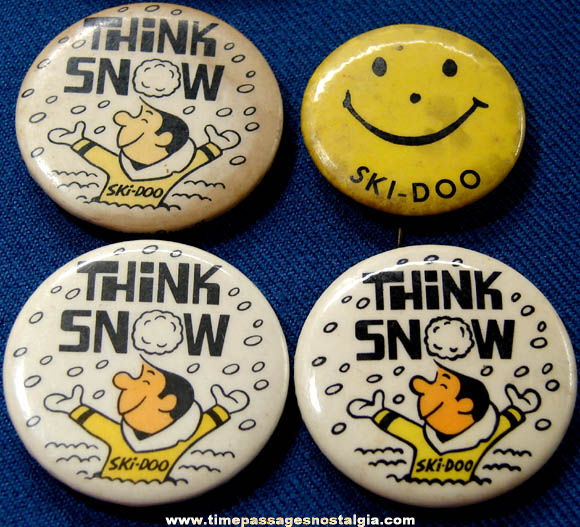 (4) Old Ski-Doo Snowmobile Advertising Pin Back Buttons