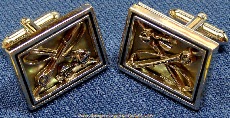 Pair of Old Metal Mens Fishing Jewelry Cuff Links