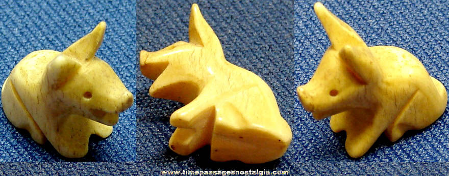 Old Miniature Carved Bone Pig Figure