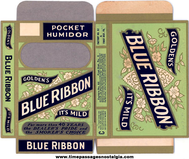(2) Old Unused Golden’s Blue Ribbon Pocket Humidor Cigar Boxes