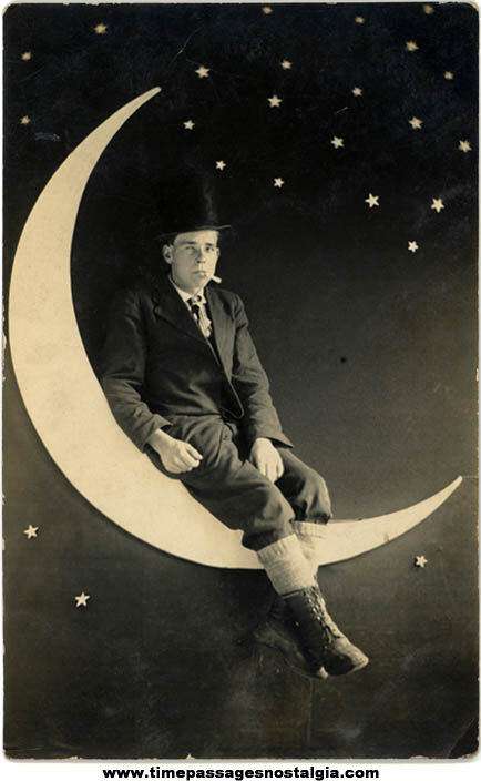 Old Unused Man In The Moon Souvenir Real Photo Post Card