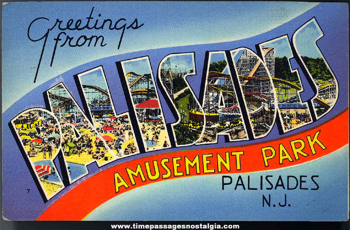 1943 Palisades Amusement Park Advertising New Jersey Post Card