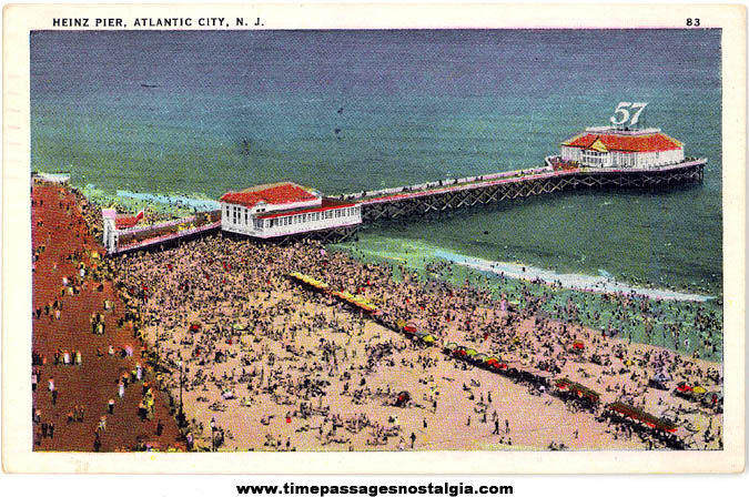 1935 Heinz Pier Advertising Atlantic City New Jersey Post Card