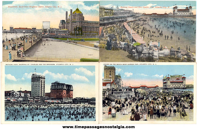 (4) Different Old Unused Atlantic City New Jersey Advertising Post Cards