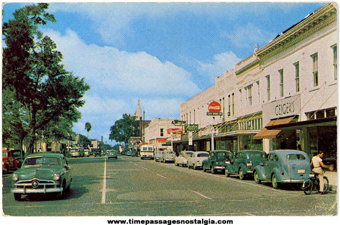 Colorful 1953 Downtown Gainesville Florida Post Card