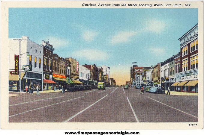 Colorful Old Unused Downtown Fort Smith Arkansas Linen Post Card