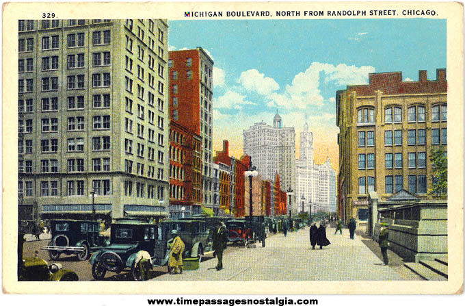 Colorful Old Unused Downtown Chicago Illinois Post Card