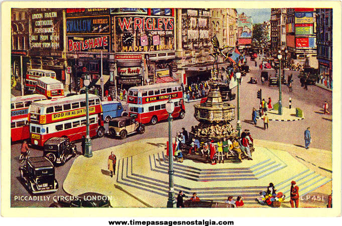 Colorful Old Unused Piccadilly Circus London England Advertising Post Card