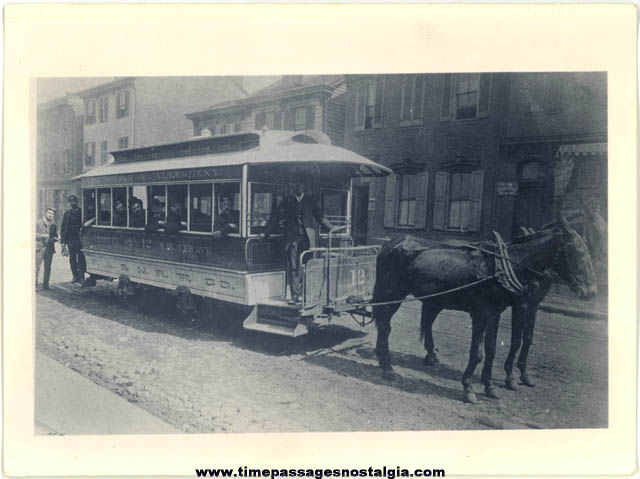 Old Pittsburgh Pennsylvania Horse Drawn Street Car or Trolley Photograph