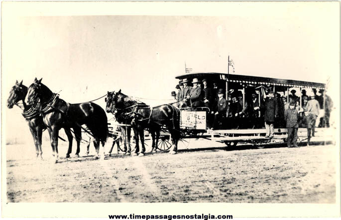 Old Unused Pittsfield Massachusetts Horse Drawn Street Car or Trolley Real Photo Post Card