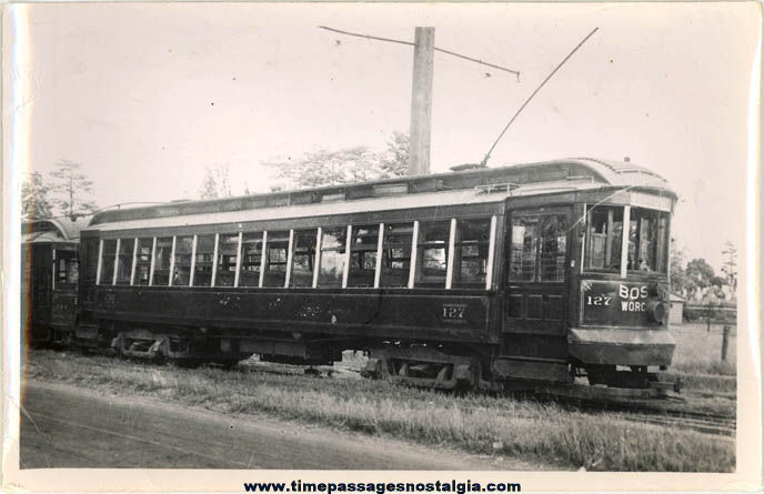 Old Boston & Worcester Massachusetts Electric Street Car #127 Photograph