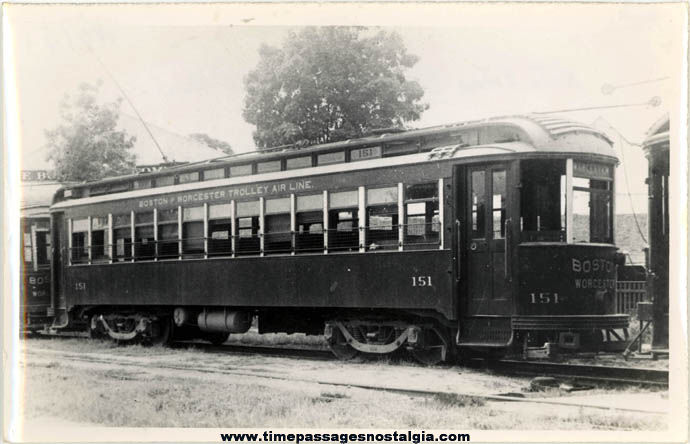 Old Boston & Worcester Massachusetts Electric Street Car #151 Photograph