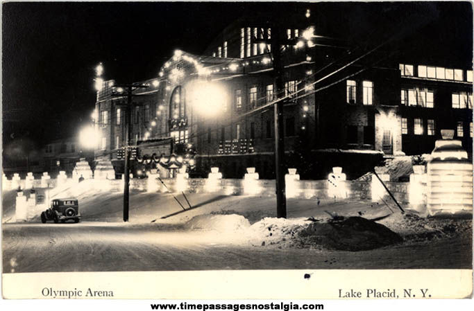 1940 Olympic Arena Lake Placid New York Real Photo Post Card