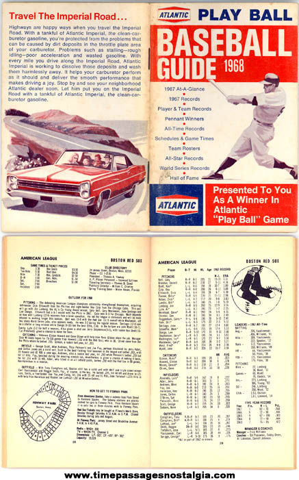 1968 Atlantic Gasoline Station Advertising Premium Baseball Guide Book