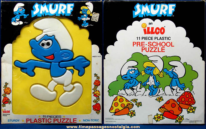 Old Boxed Wallace Berrie & Company Smurf Cartoon Character Puzzle