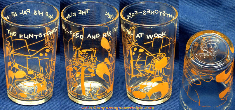 ©1962 Hanna Barbera Flintstones Cartoon Character Welch’s Jelly Drink Glass