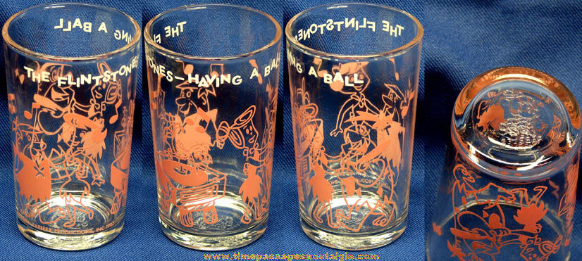 1962 Hanna Barbera Flintstones Cartoon Character Welch’s Jelly Drink Glass