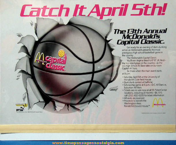(2) 1980s McDonald’s Capital Classic Basketball Advertising Place Mat Art Color Separations & Poster