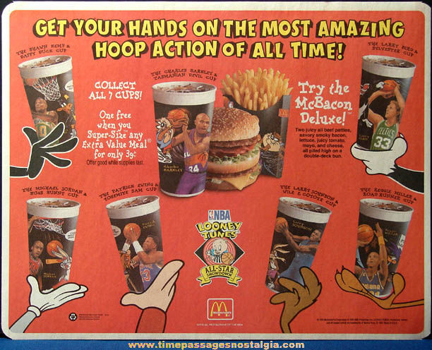 (2) ©1995 McDonald’s NBA Basketball Player & Looney Tunes Character Advertising Items
