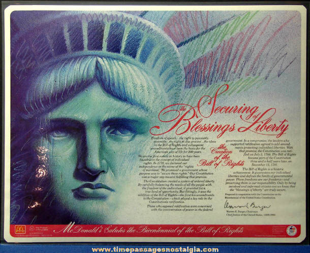 (2) ©1991 McDonald’s Restaurant Advertising Constitution Bicentennial Place Mat Press Proofs