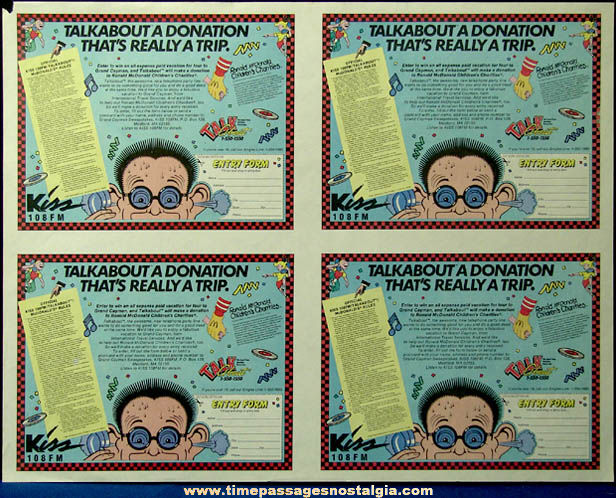 1987 McDonald’s Restaurant Advertising Contest Place Mat & Cards Press Proofs