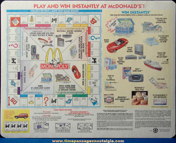 (5) Colorful 1990s McDonald’s Restaurant Advertising Place Mat Press Proofs