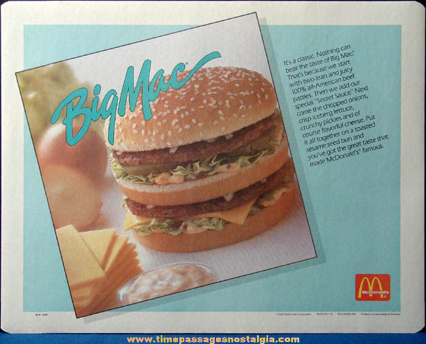 (5) Colorful 1990s McDonald’s Restaurant Advertising Place Mat Press Proofs